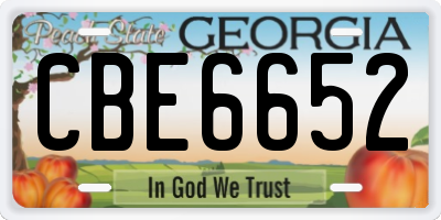 GA license plate CBE6652