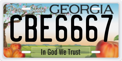 GA license plate CBE6667