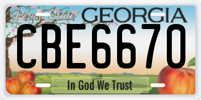 GA license plate CBE6670