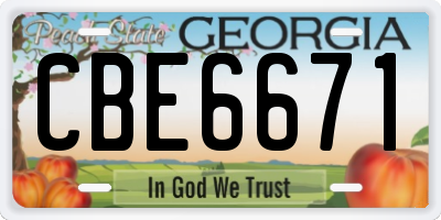 GA license plate CBE6671