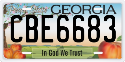 GA license plate CBE6683