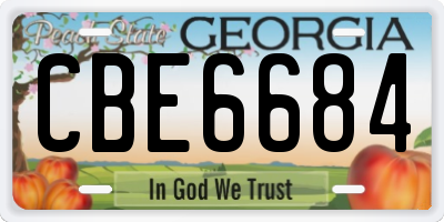 GA license plate CBE6684