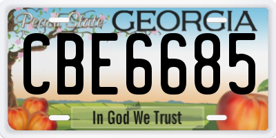 GA license plate CBE6685