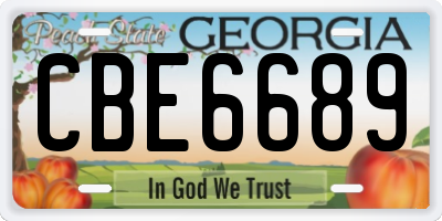 GA license plate CBE6689