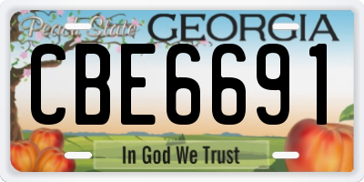 GA license plate CBE6691