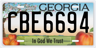 GA license plate CBE6694