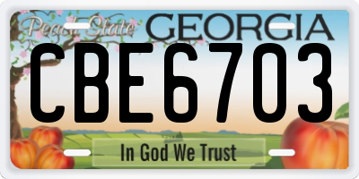 GA license plate CBE6703