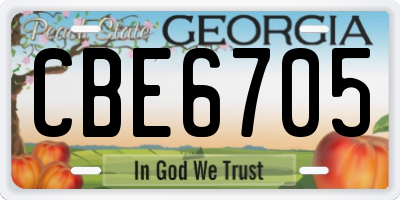 GA license plate CBE6705