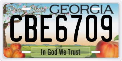 GA license plate CBE6709