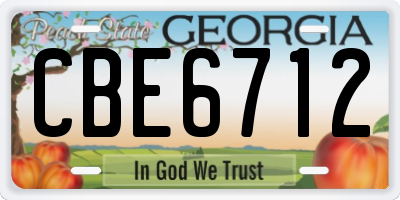 GA license plate CBE6712