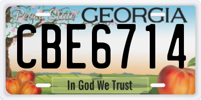 GA license plate CBE6714