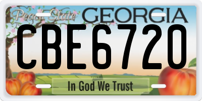 GA license plate CBE6720