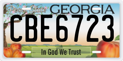 GA license plate CBE6723