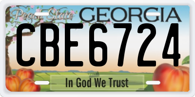 GA license plate CBE6724