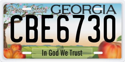 GA license plate CBE6730