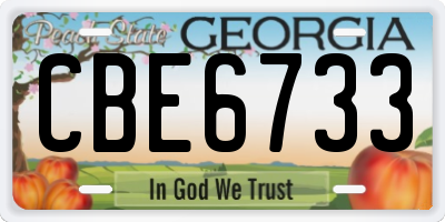 GA license plate CBE6733