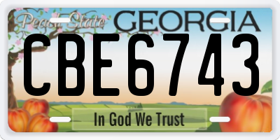 GA license plate CBE6743