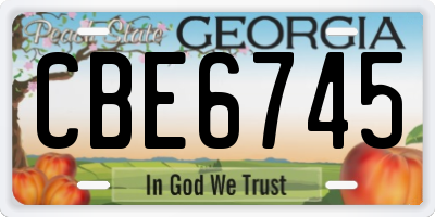 GA license plate CBE6745