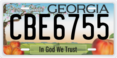 GA license plate CBE6755
