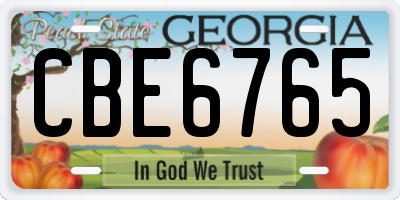 GA license plate CBE6765