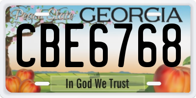 GA license plate CBE6768
