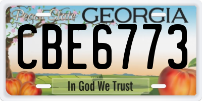 GA license plate CBE6773