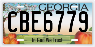 GA license plate CBE6779
