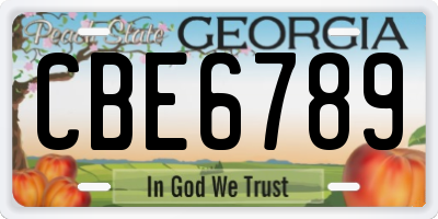 GA license plate CBE6789