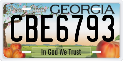 GA license plate CBE6793