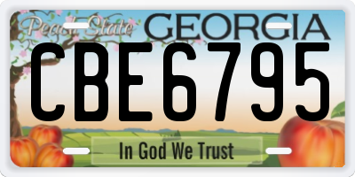 GA license plate CBE6795