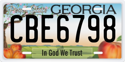 GA license plate CBE6798