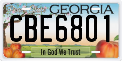 GA license plate CBE6801