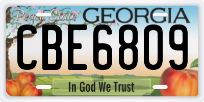 GA license plate CBE6809