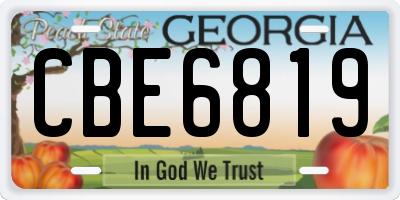 GA license plate CBE6819