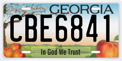 GA license plate CBE6841