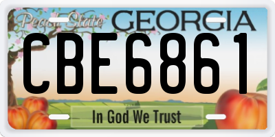 GA license plate CBE6861
