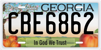 GA license plate CBE6862