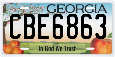 GA license plate CBE6863