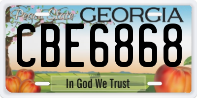 GA license plate CBE6868