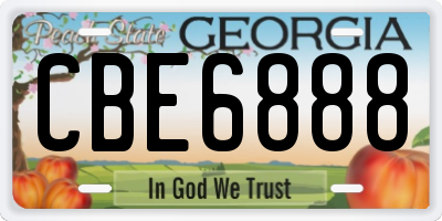 GA license plate CBE6888
