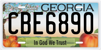 GA license plate CBE6890