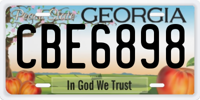 GA license plate CBE6898