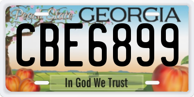GA license plate CBE6899