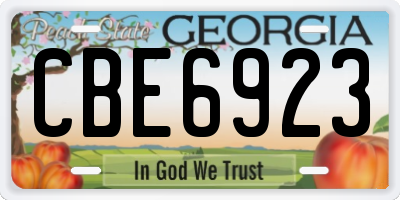 GA license plate CBE6923