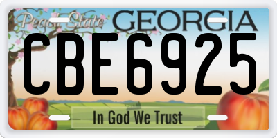GA license plate CBE6925