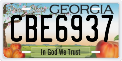GA license plate CBE6937