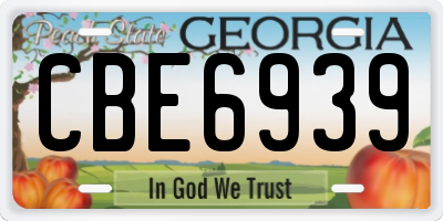 GA license plate CBE6939