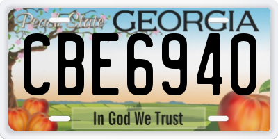 GA license plate CBE6940