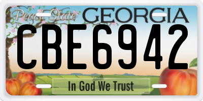 GA license plate CBE6942