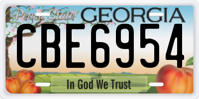 GA license plate CBE6954